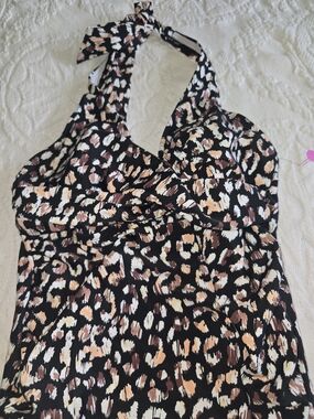 Isabel Maternity by Ingrid & Isabel Black Multicolor Halter One-Piece Swimsuit